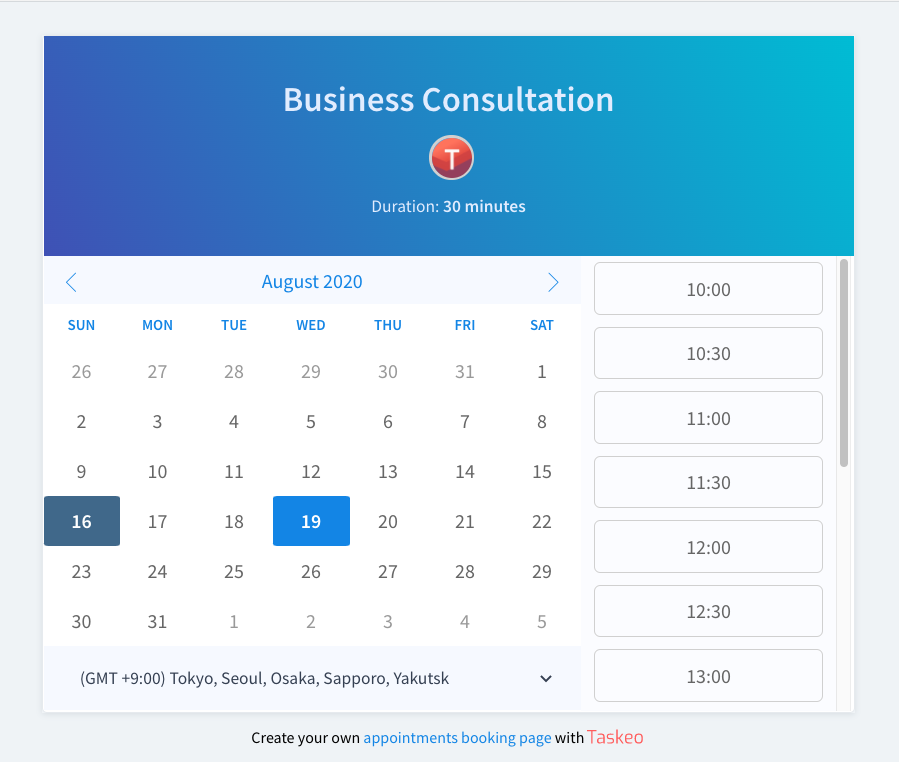 Screenshot of Taskeo