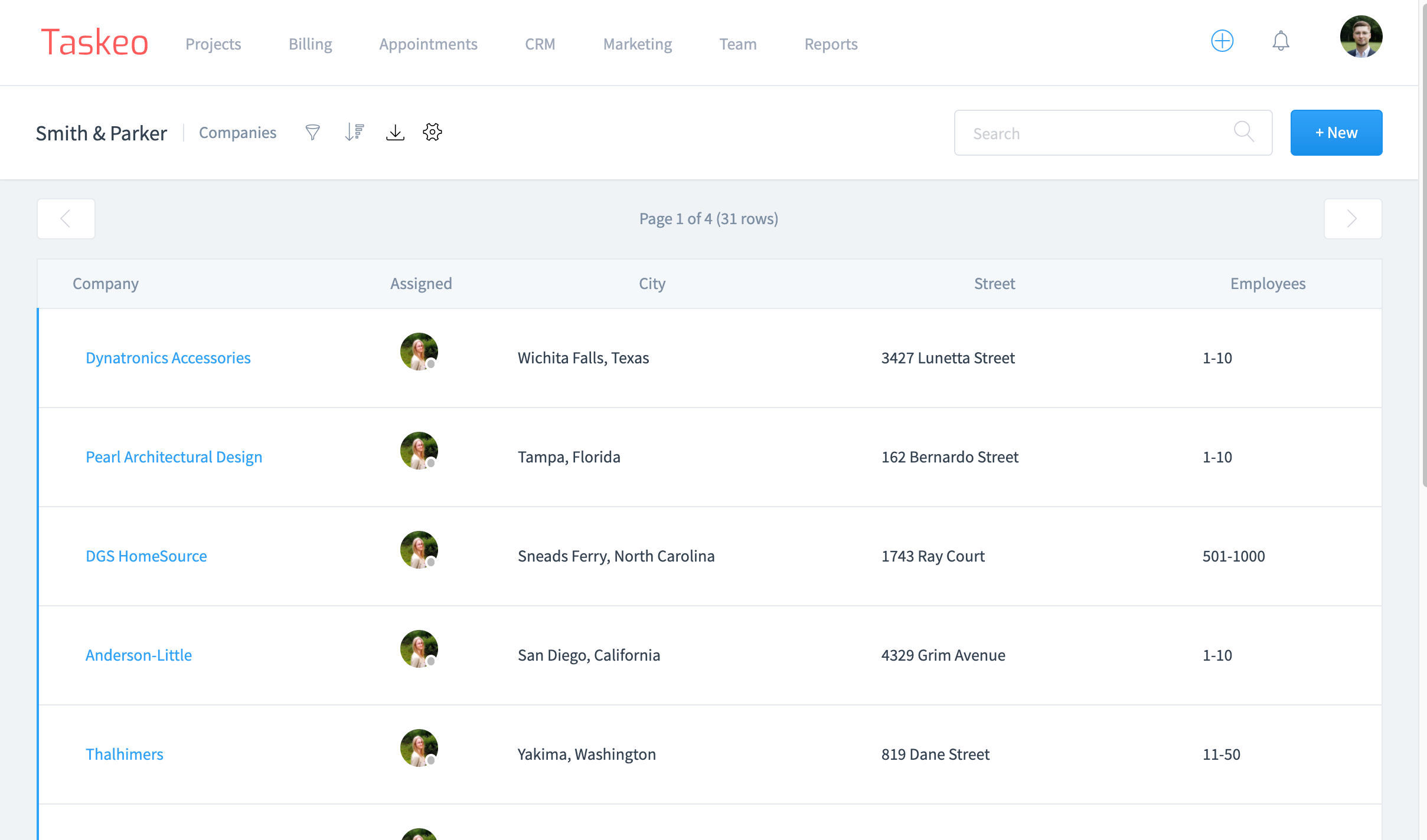 Screenshot of Taskeo CRM